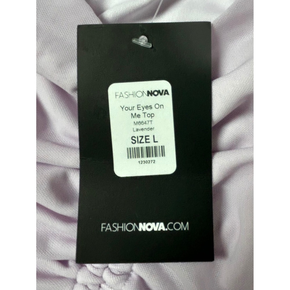 NWT Fashion Nova Your Eyes On Me Top Lavender Ruched Mesh Balloon Sleeve Crop L - Picture 5 of 14